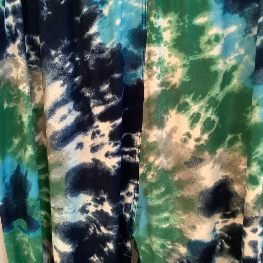 Leggings Capris Cropped Women’s 3XL-5XL Elastic Waistband Ocean Tie-Dye Pattern - Picture 2 of 8
